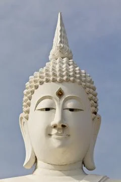 White face buddha image in temple Thailand Stock Photos
