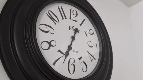 White face clock with black rim fast forward timelapse. Going forward Stock Footage 277884666