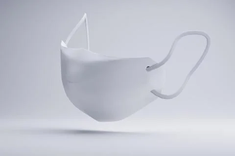 White face mask floating, studio shot, clean background, mockup Stock Illustration