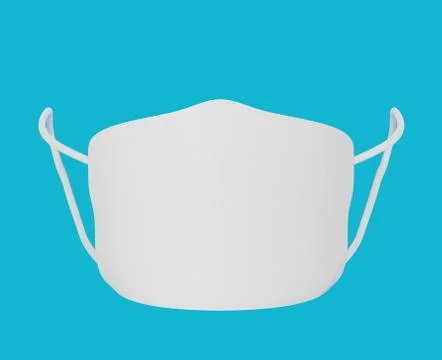 White Face Mask Mockup front view on blue background, fabric reusable medical Stock Illustration