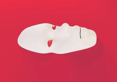 White face mask on the red surface, 3d illustration Stock-Illustration
