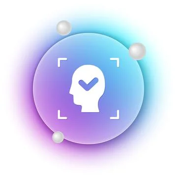 White Face recognition with check mark icon isolated on white background. F.. Stock Illustration