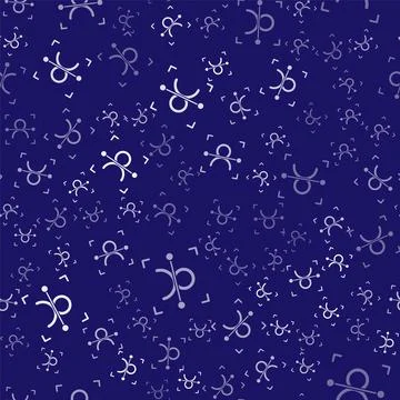 White Face recognition icon isolated seamless pattern on blue background. Face Stock Illustration