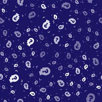 White Face recognition icon isolated seamless pattern on blue background. Face Stock Illustration