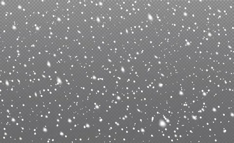 White falling snow on transparent background - illustration Stock Illustration