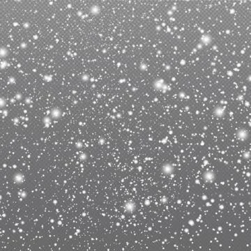 White falling snow on transparent background - illustration Stock Illustration