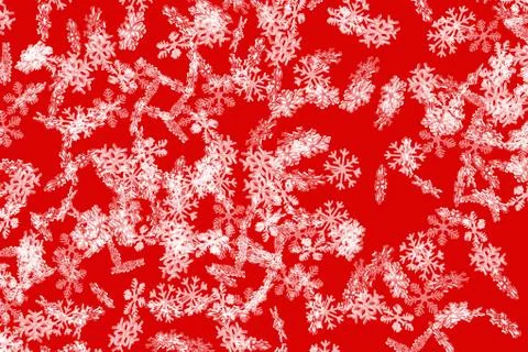 White falling snowflakes on red Stock Illustration