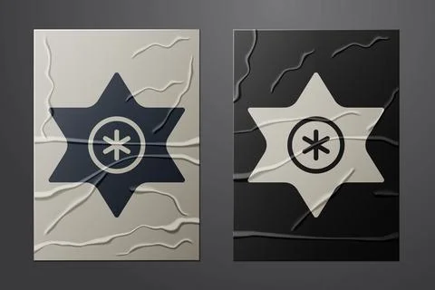 White Falling star icon isolated on crumpled paper background. Meteoroid Stock Illustration