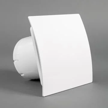 White fan on a gray background. Ventilation system. Stock Photos