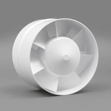 White fan on a gray background. Ventilation system. Stock Photos