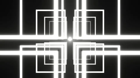 White Fantastic Spatial Corridor of Square Shapes Background VJ Loop l 4K Stock Footage 306134587