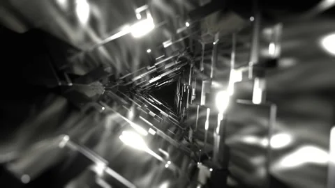 White Fantasy Triangle Tunnel with Changing Lighting VJ Loop in 4K Stock Footage 312797069