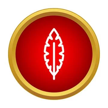 White feather glyph line drawing in red circle icon Stock Illustration