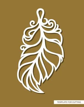 White feather pendant on brown background.  Stock Illustration