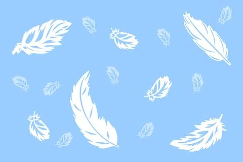 White feathers  on a blue background Stock Illustration