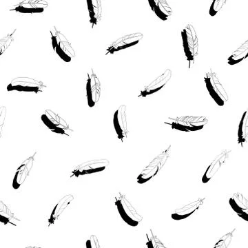 White feathers seamless pattern isolated. Stock Illustration
