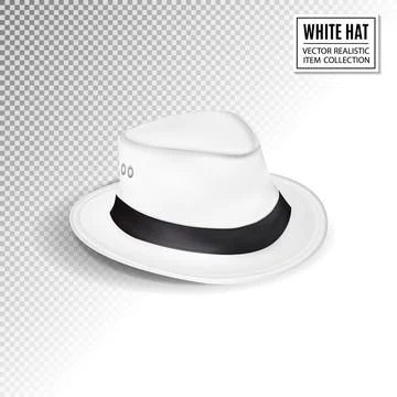 A white fedora hat, isolated on transparent background. Men's hat. Quality Stock-Illustration