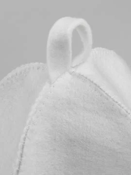 White felt sauna hat loop close up Foto stock