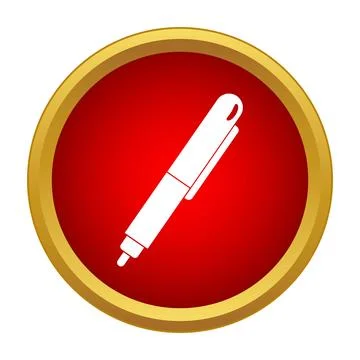 White felt tip pen icon on red button Stock Illustration
