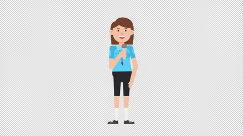 White Female EU Referee Talking on Microphone Video stock 205056655