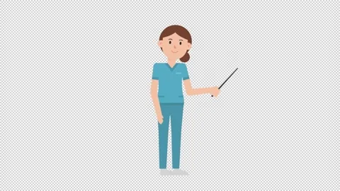 White Female Nurse Holding Pointer Stick Video stock 205033627