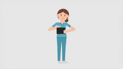 White Female Nurse Using Tablet Happy Video stock 205034344