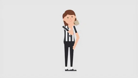 White Female US Referee Drinking Coffee Stock Footage 205057558