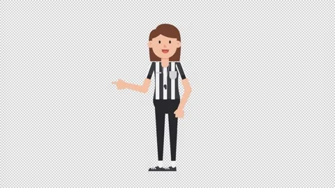 White Female US Referee Pointing Left Stock Footage 205057736