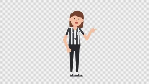 White Female US Referee Pointing Right Video stock 205057744