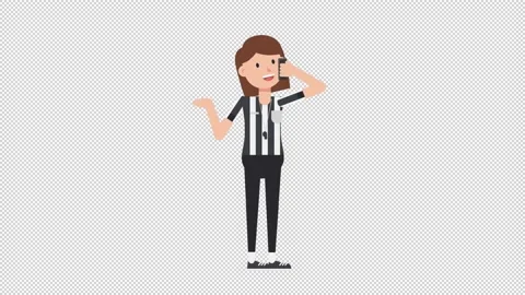 White Female US Referee Talking on the Phone Happy Stock Footage 205058004