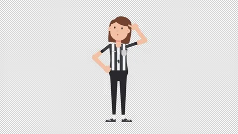 White Female US Referee Thinking Video stock 205058024