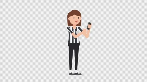 White Female US Referee Using Phone Video stock 205058027