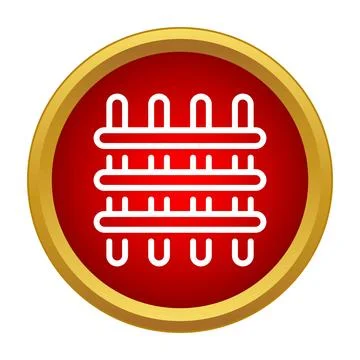 White fence icon on red button Stockillustratie