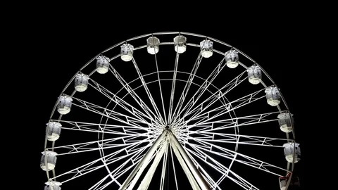 White ferris wheel on black background front view Stock Footage 83735347