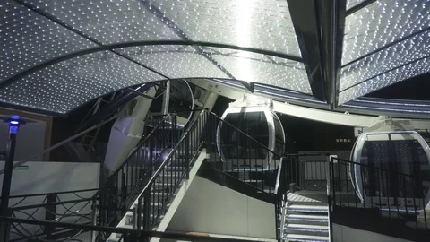 White ferris wheel section illuminated at night. Video stock 69754214