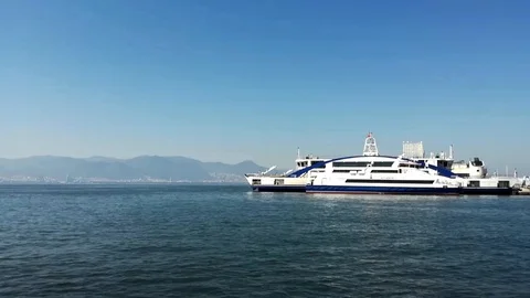 White ferry in a sea time lapse Stock Footage 116255152