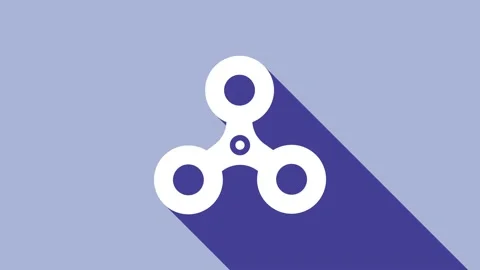 White Fidget spinner icon isolated on purple background. Stress relieving toy Stock Footage 148301242