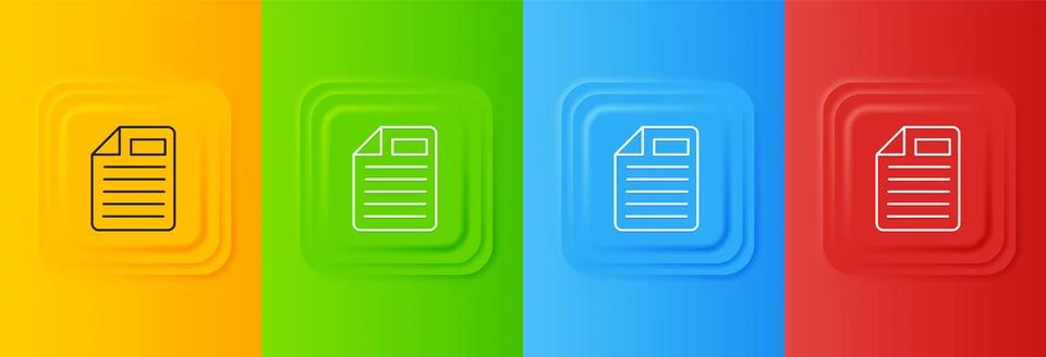 White File document icon isolated on colorful background. Checklist icon. B.. Stock Illustration