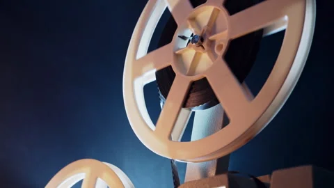 White Film Reels Rotating Oldfashioned 8Mm Movie Projector Playing Bobbin  Tape, Stock Footage