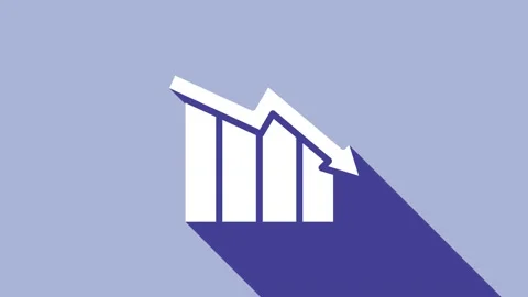 White Financial growth decrease icon isolated on purple background. Increasing Stock Footage 148302409