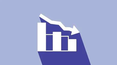 White Financial growth decrease icon isolated on purple background. Increasing Stock Footage 225894209