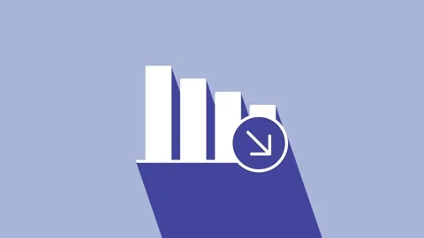 White Financial growth decrease icon isolated on purple background. Increasing Stock Footage 225895648