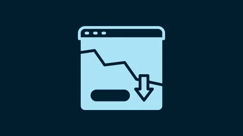 White Financial growth decrease icon isolated on blue background. Increasing Stock Footage 229574389