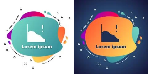 White Financial growth decrease icon isolated on white and blue background Stock Illustration