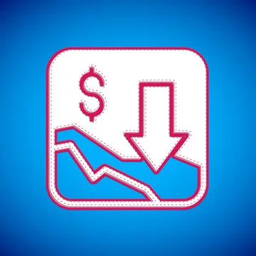 White Financial growth decrease icon isolated on blue background. Increasin.. Stock Illustration