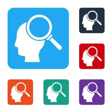 White Finding a problem in psychology icon isolated on white background. Set Stock Illustration