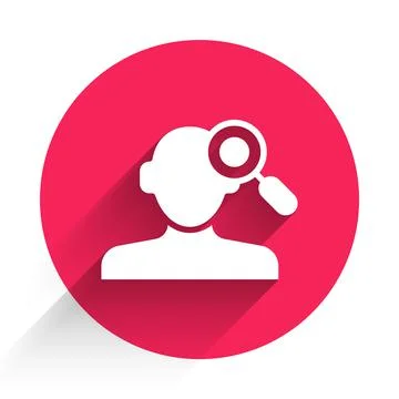 White Finding a problem in psychology icon isolated with long shadow background Stock Illustration