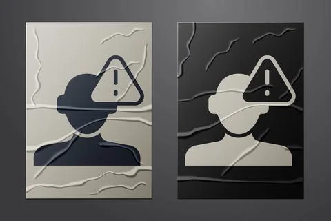 White Finding a problem in psychology icon isolated on crumpled paper background Stock Illustration