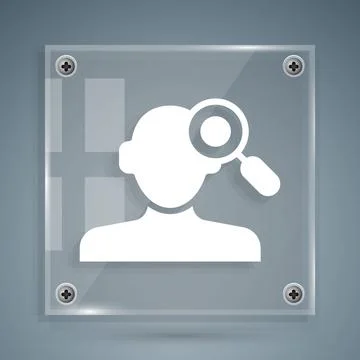 White Finding a problem in psychology icon isolated on grey background. Square Stock Illustration