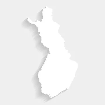 White Finland map on gray background, vector Stock Illustration
